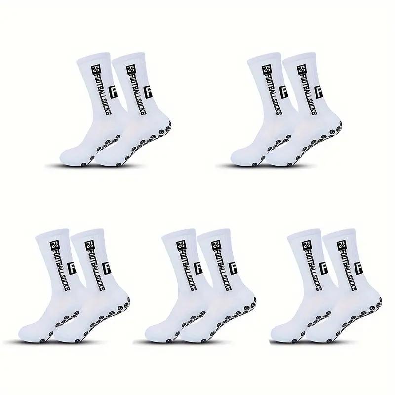 5 Pairs Non-slip Football Socks Breathable Wear-resistant Outdoor Sports Socks For Soccer, Rugby, Basketball, Running