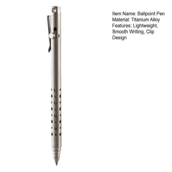 4.7" Length Titanium Alloy Ballpoint Pen Retractable Lightweight EDC Pen with Pocket Clip for Office Business School