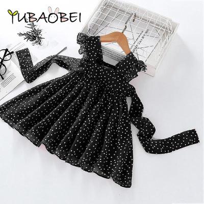 Verão bebê meninas vestido crianças chiffon bolinhas sem mangas vestidos de princesa bebê meninas estilo ocidental vestido menina