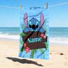 Custom Name Stitch Paradise Stylish Digital Printing Beach Towel Quick‑Drying Absorbent Blanket for Beach Pool Gym Travel