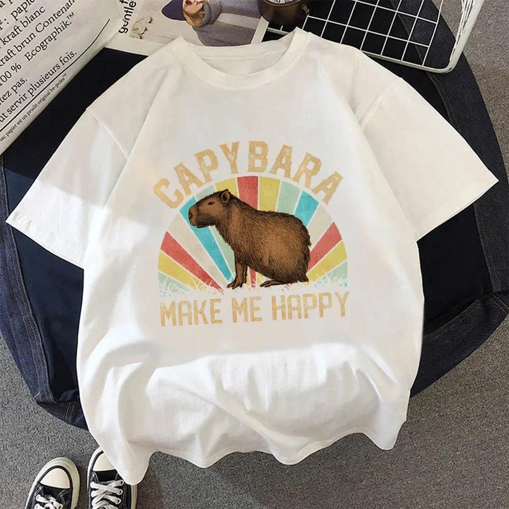 Cute Capybara Clothing T-Shirt Women Vintage T Shirt Casual Anime Top Tees T Shirt Manga Women Female Graphic Tee