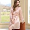 New 100% Mulberry Silk Splicing Lace Exquisite Elegant Pajamas Home Clothes Women's Silk Sleepwear Single Robe