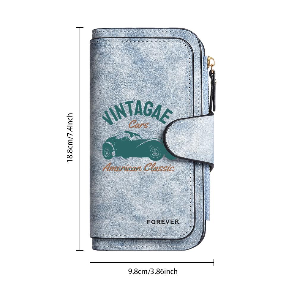 Vintage Car Pattern Long Wallet for Daily Use Classic Casual Portable Multi Card Slot Purse
