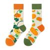 Unisex A/B Style Asymmetrical Cartoon Mid-Calf Cotton Socks