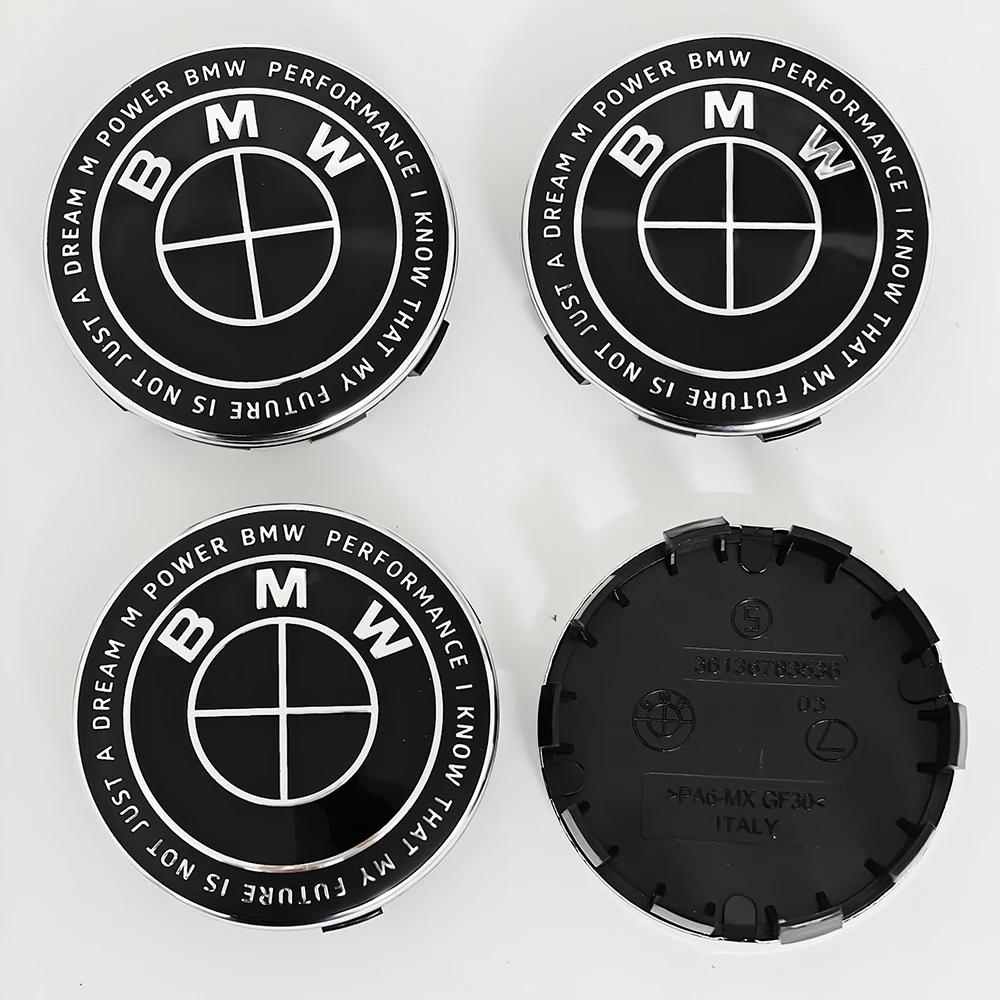 For BMW M 4pcs For BMW 50th E90 E60 F10 F20 G20 G30 E53 E85 E70 56mm 68mm Blue White Car Hub Cap Wheel Center Cap Emblem Badge Accessories OQ0