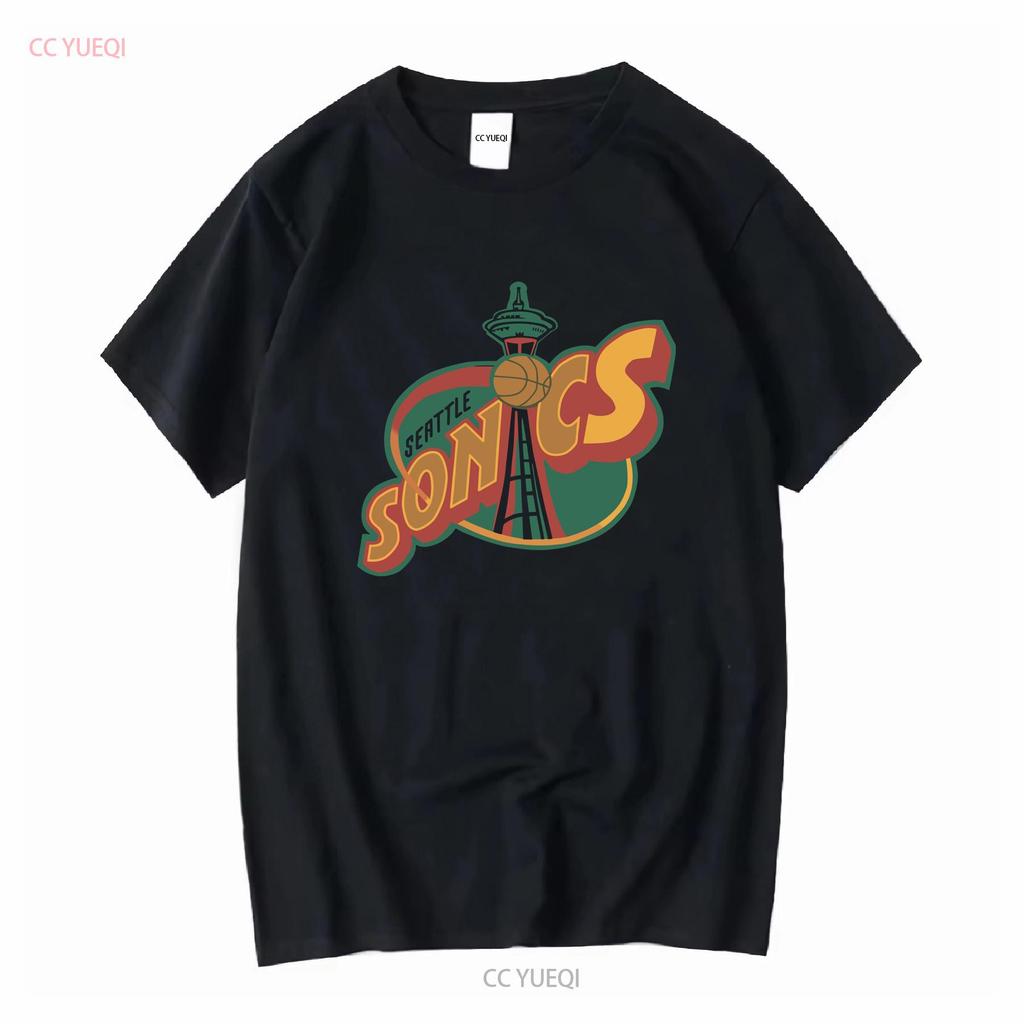 Vintage Seattle Supersonics T Shirt CP1627 Long Sleeves Vintage Washed Unisex Casual Slightly Top For Everyday Wear Streetwear