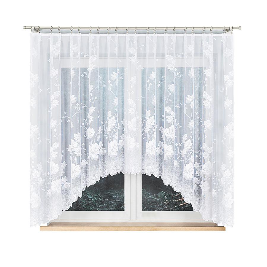 Bożena - Ready-Made Jacquard Curtain With A Cut At The Bottom - 300X160 Cm - White