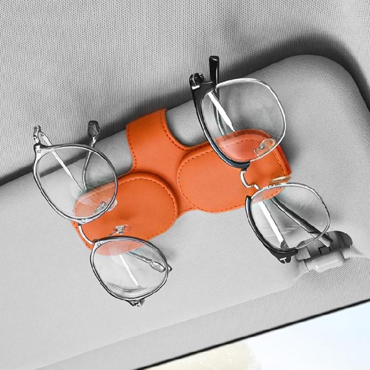 Multifunction Leather Sunglasses Card Holder Car Sun Visor Glasses Mount Hanger