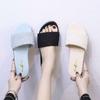 Large Size Slippers, Women 41-43 with Fat Feet, Wide Fat Sister, One-word Drag, Soft-soled Non-slip and Cool Slippers for Summer Wear 42