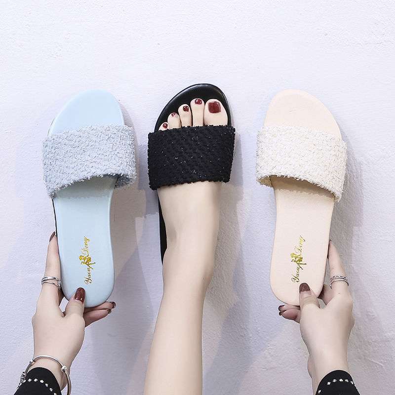Large Size Slippers, Women 41-43 with Fat Feet, Wide Fat Sister, One-word Drag, Soft-soled Non-slip and Cool Slippers for Summer Wear 42