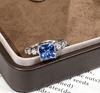 Princess square diamond live adjustable ring small versatile colored treasure ring for girlfriend Qixi Festival gift