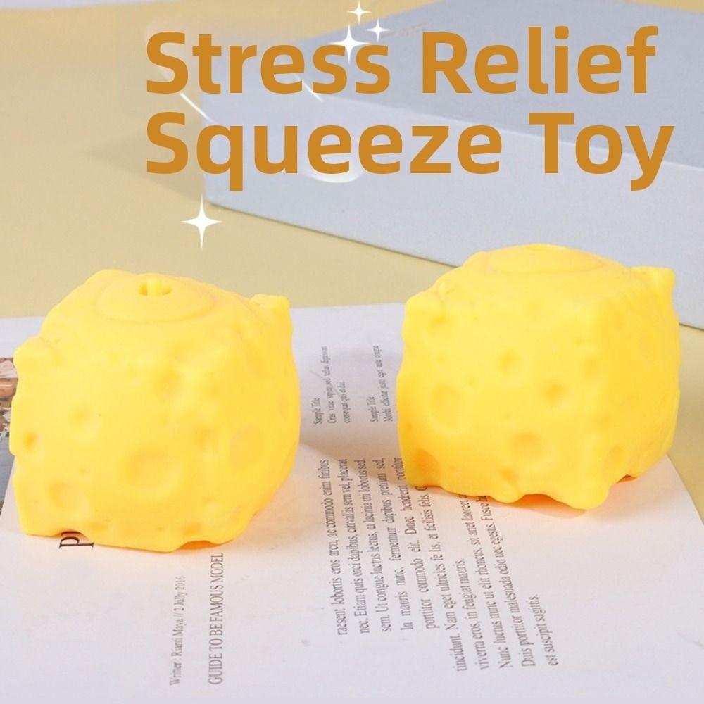 5cm Cheese Squishy Toy Realistic Cheese Stress Ball Novelty Cheese Squeezed Cube Home Decoration