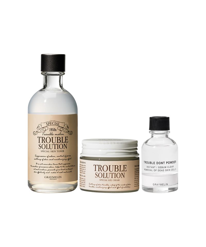 [SET] Trouble Solution Special Skincare 3-Piece Set (Toner 130ml + Cream 50g + Trouble Don t Powder 30ml)