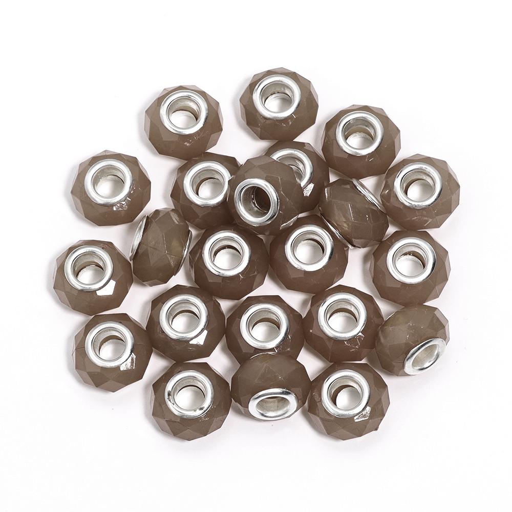20 Stück/Los 14mm Gelee-Farbe Facettierte Harzperlen Großes Loch Abstandshalter Lose Perlen Für Schmuckherstellung DIY Armband Halskette Großhandel