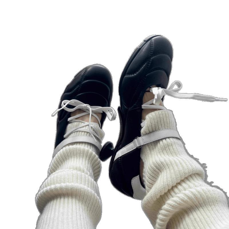 ! Sports style leather straps high heels ballet shoes women's Velcro Mary Jane silver single shoes small leather shoes women