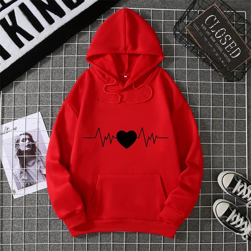 2025 Girls Autumn Long Sleeve Casual Cute LOVE Printed Kangaroo Pocket Hooded Sweatshirt Harajuku Hip Hop Pullover Top
