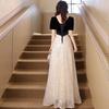 Black evening dress 1011 new light luxury niche French bar mitzvah student art test dress host dress