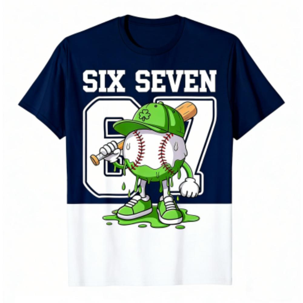 

Men s T-Shirt 67 Six Seven Print Men s and Women s Summer Short Sleeve Round Neck Casual Top Outdoor Men s Clothing XXS