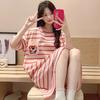 Pajamas Women's Summer Thin Pajamas Short Sleeves Large Size Fat Mm Medium and Long Pajamas Pajamas Loungewear