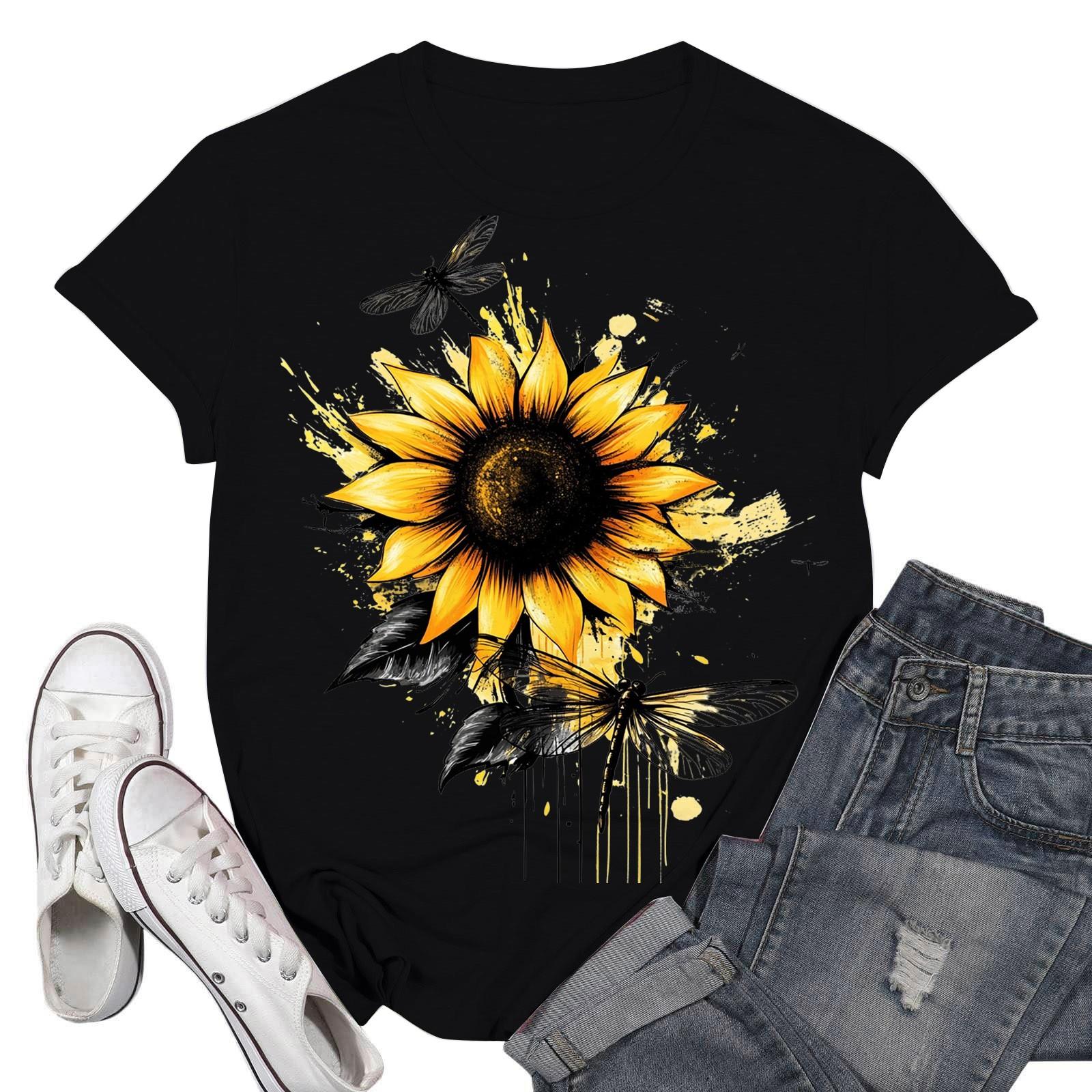 

Женские модные повседневные пуловеры с короткими рукавами и круглым вырезом с принтом S чёрный