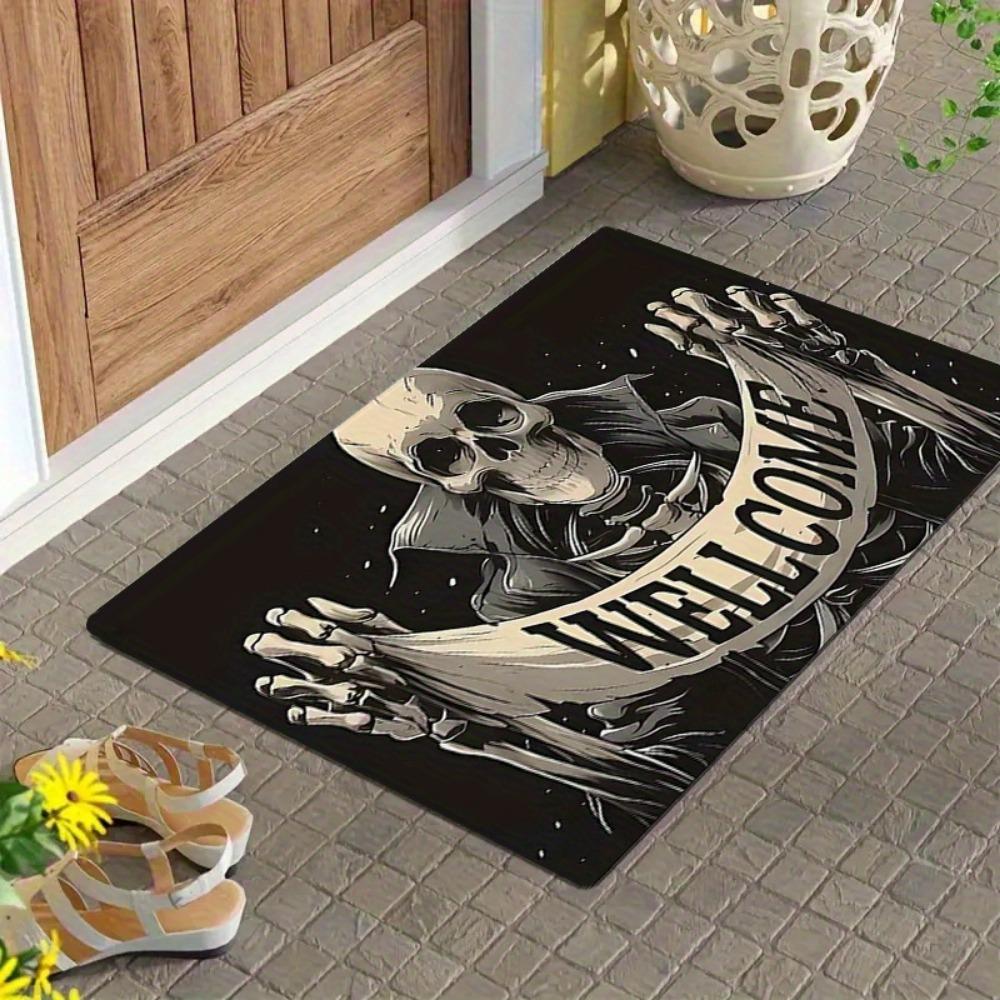 Gothic Skull Welcome Doormat Non Slip Absorbent Washable Entrance Floor Rug Living Room Home Decor Floor Mat 1PC