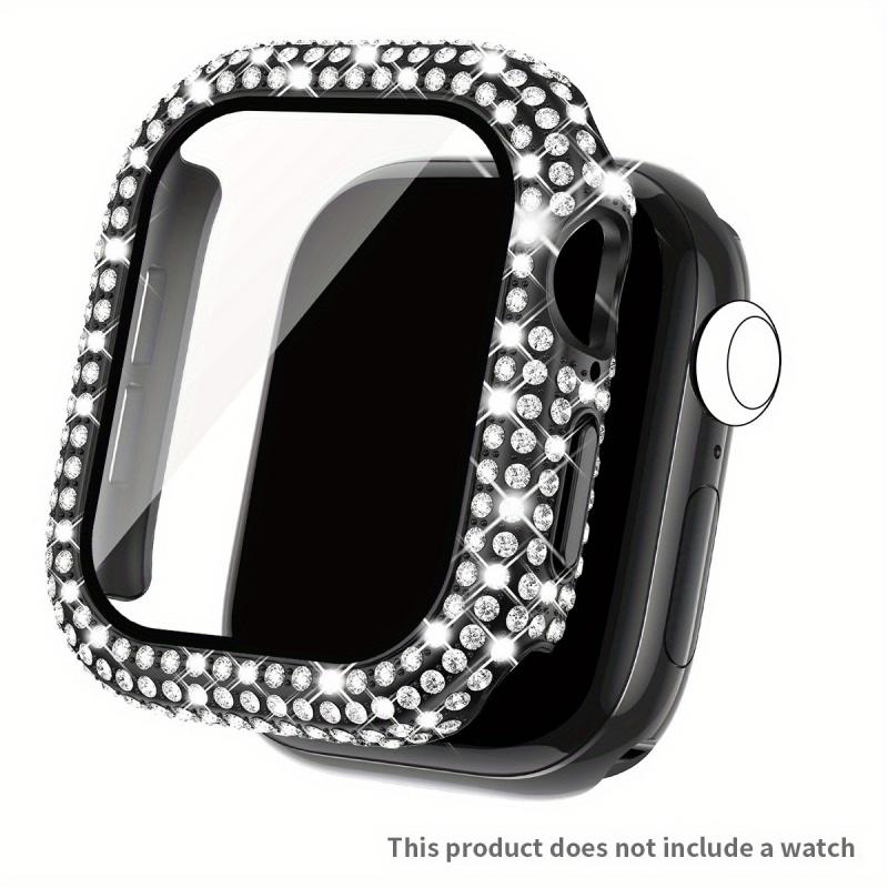 Etui Błyszczące z Cyrkoniami + Szkło Hartowane dla Apple Watch Seria 11 10 9 8 7 SE, 46 42 45 41 44 40 38mm