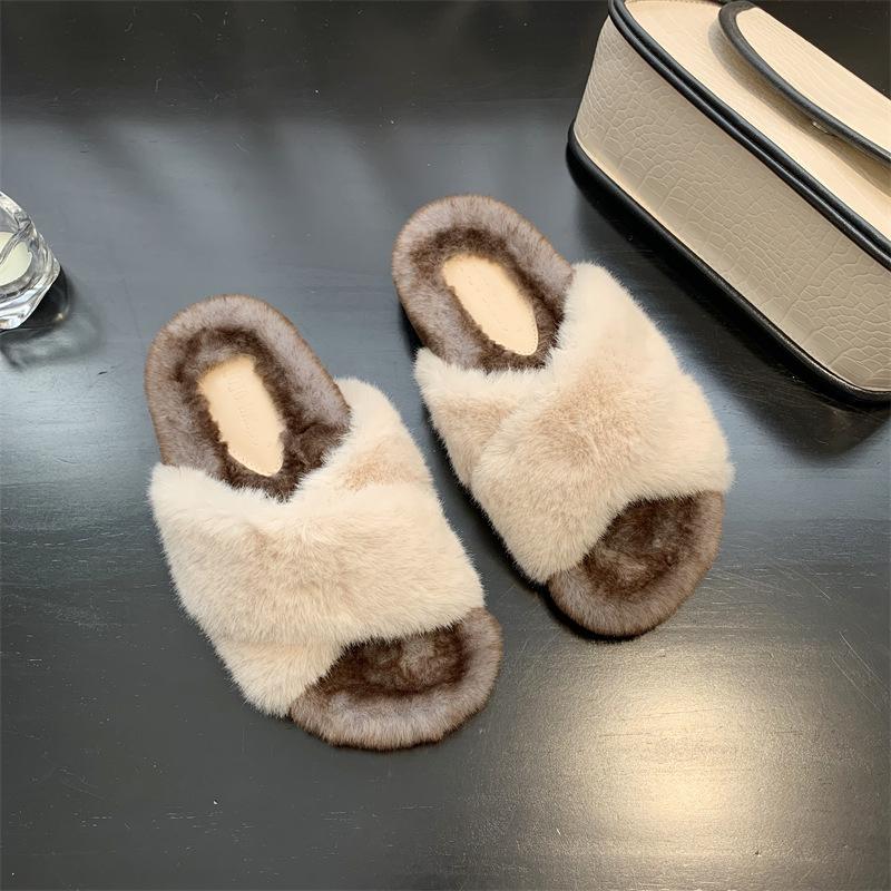 Podzimní a zimní plyšové pantofle Dámské módní teplé pantofle Domácí volnočasové plyšové pantofle