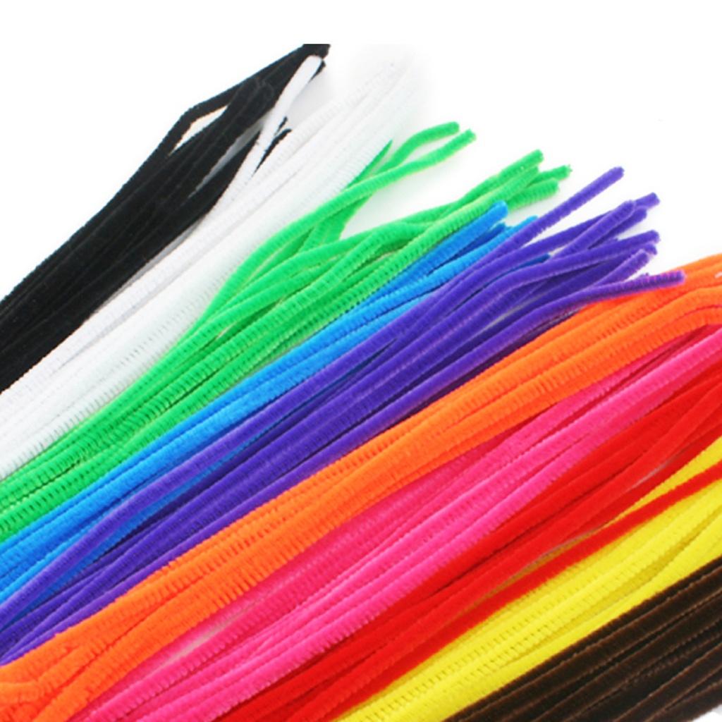 100Pcs Assorted Plush Pipe Cleaners Chenille Craft Supplies Stems Christmas Decor