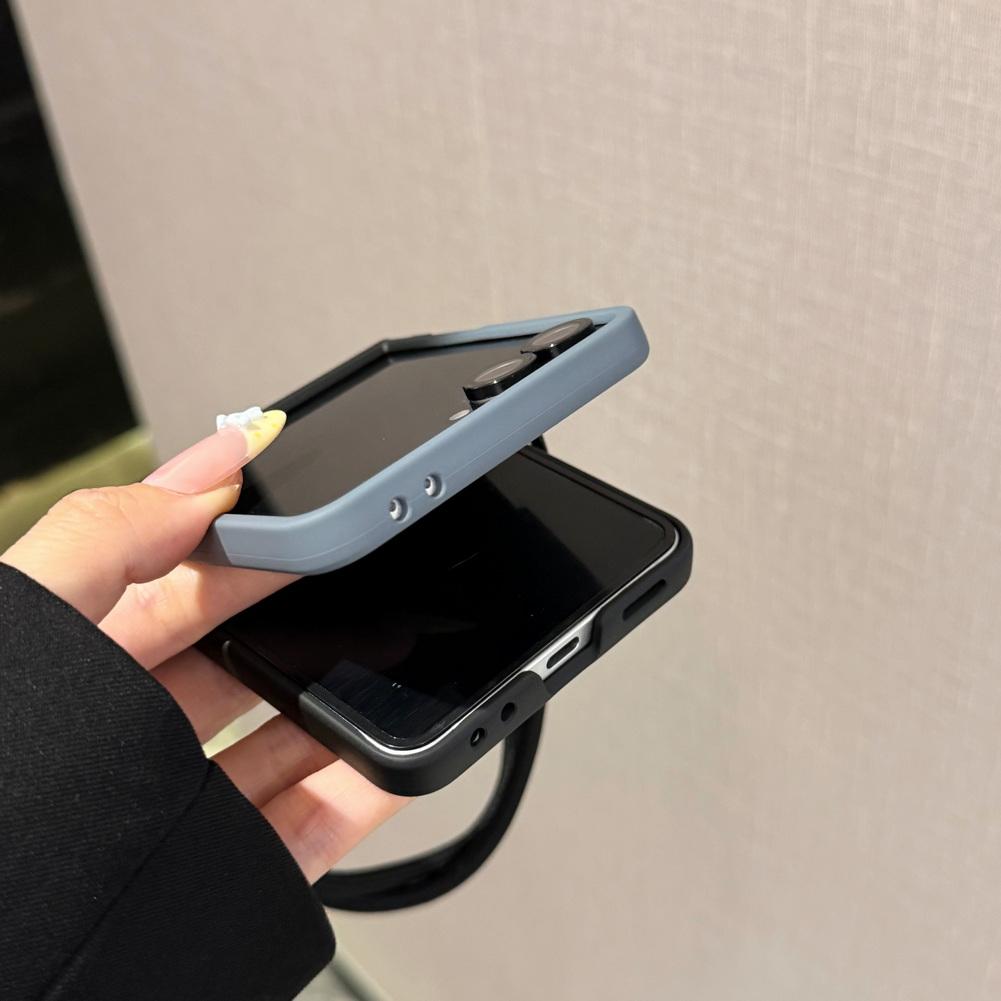 Dwukolorowe etui z paskiem na nadgarstek z gradientem dla Samsung Z Flip 8 flip7 FE Galaxy Z Flip 7 6 5 4 Przyjazne dla skóry Pokrowiec ochronny na zawias