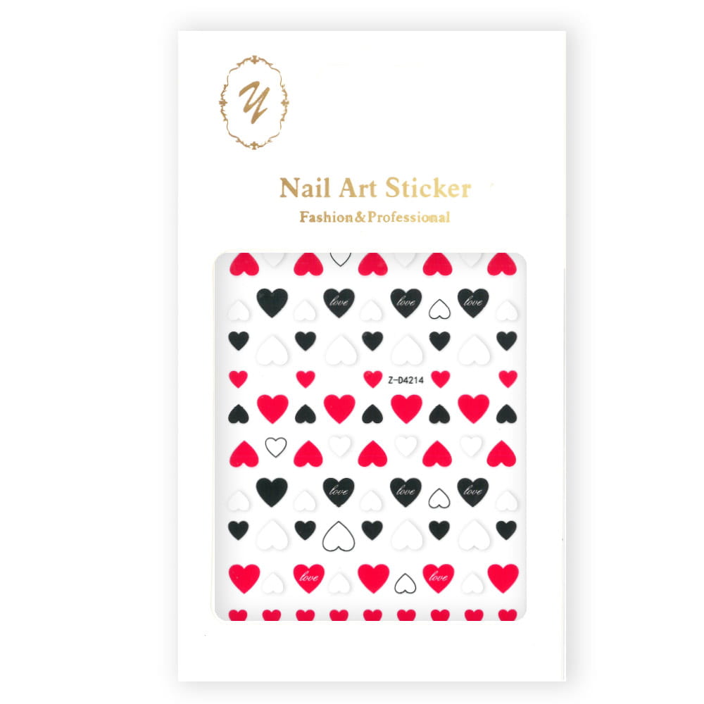 Naklejki Do Paznokci Cienkie Samoprzylepne Nail Art Sticker Red Serduszka Z-D4214