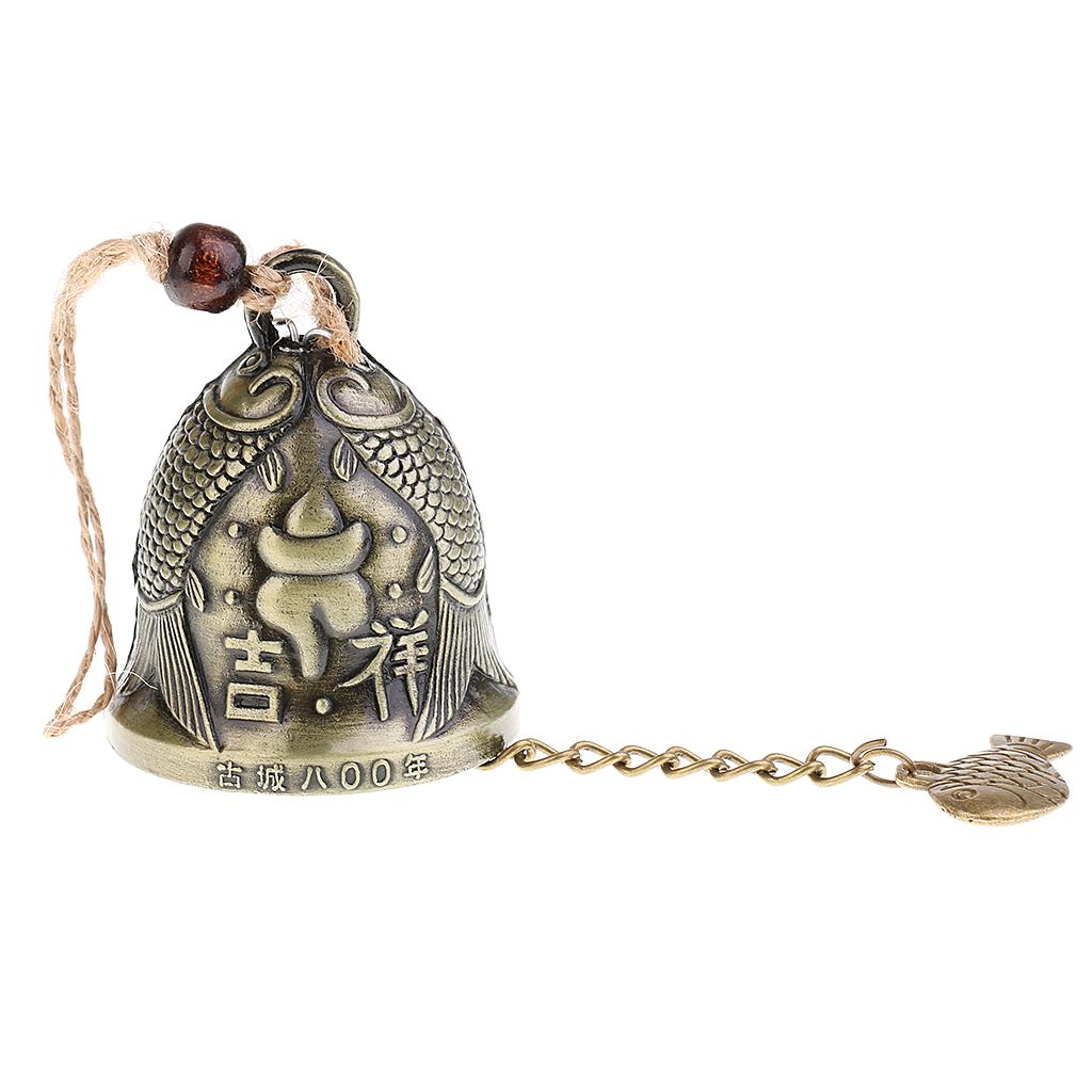 Lucky Feng Shui Bell Buddha Coin for Wealth and Safe & Success - Home Garden Patio Tree Car Interiors Hanging Charm Wind Chime