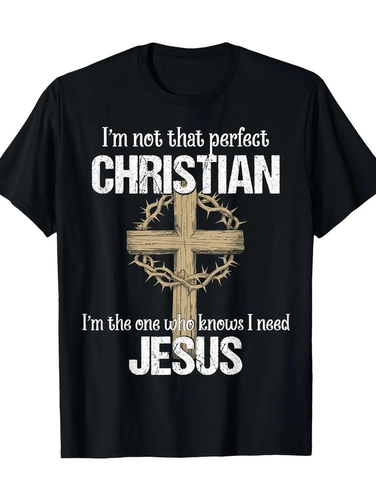 

I m Not That Perfect Christian Graphic Tee with Cross Design - 100% Cotton 2XL