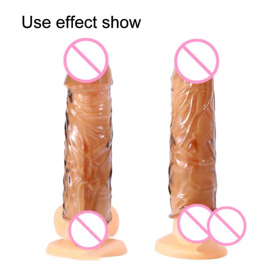Men Transparent Condom Enlargement Thicken Lengthen Penis Sleeve Adult Sex Toy