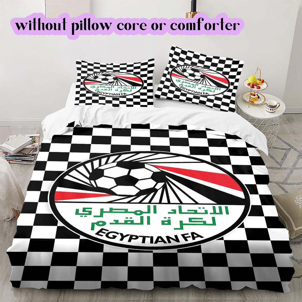Egyptian Football Association Pattern Bedding,Quilt Set Quilt Cover Pillowcase Home Birthday Gift (1*duvet cover+2*pillowcase,without core)