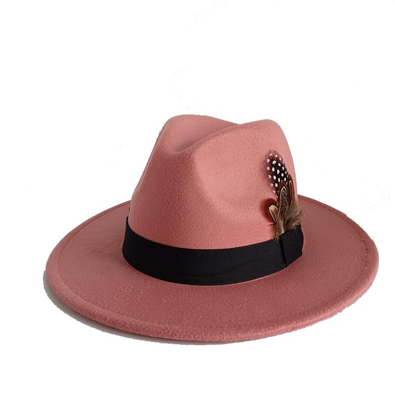 Gelbe Feder Fedoras Herren Fedora Hut Herren Panama Oberkappe Unisex Hut Militärfarbe Fedoras Hut mit breiter Krempe Kirchenhut Partyhut