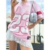Neues Damen Sommer Y2K Mode Lässiges Hemd Street Retro Hip Hop 23 Hemd V-Ausschnitt Atmungsaktives T-Shirt