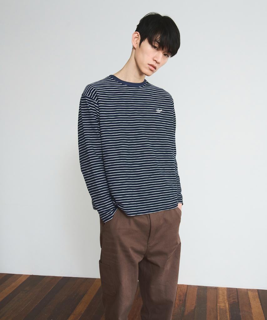 LORES Textured Striped L/S Tee - Navy