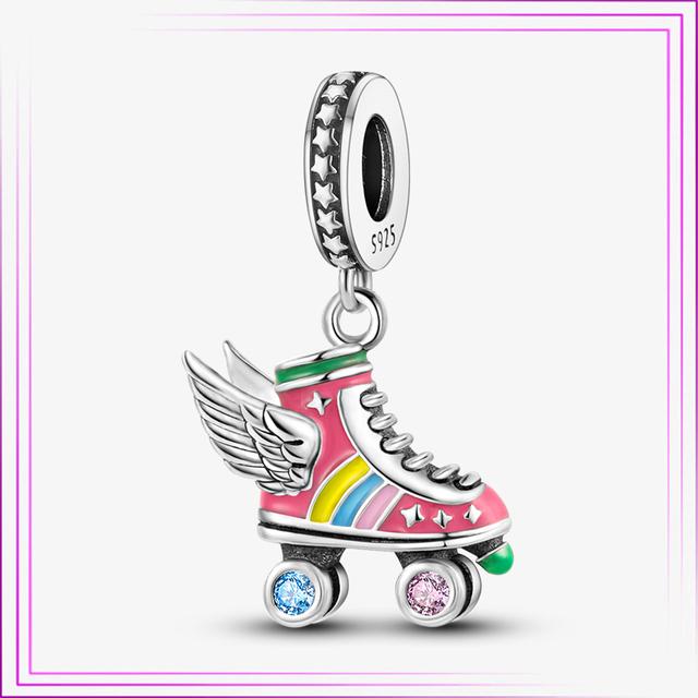 925 Sterling Sølv Hjerte Blomst Luftballong Flamingo Rosa Sjarm Plata De Ley Bil Katt Perle DIY For Originalt Armbånd Smykker