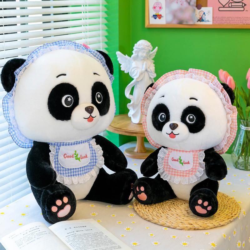 Adorable Cartoon Panda Plush Doll Soft Stuffed Toy Cute Plushie In Pink And Blue