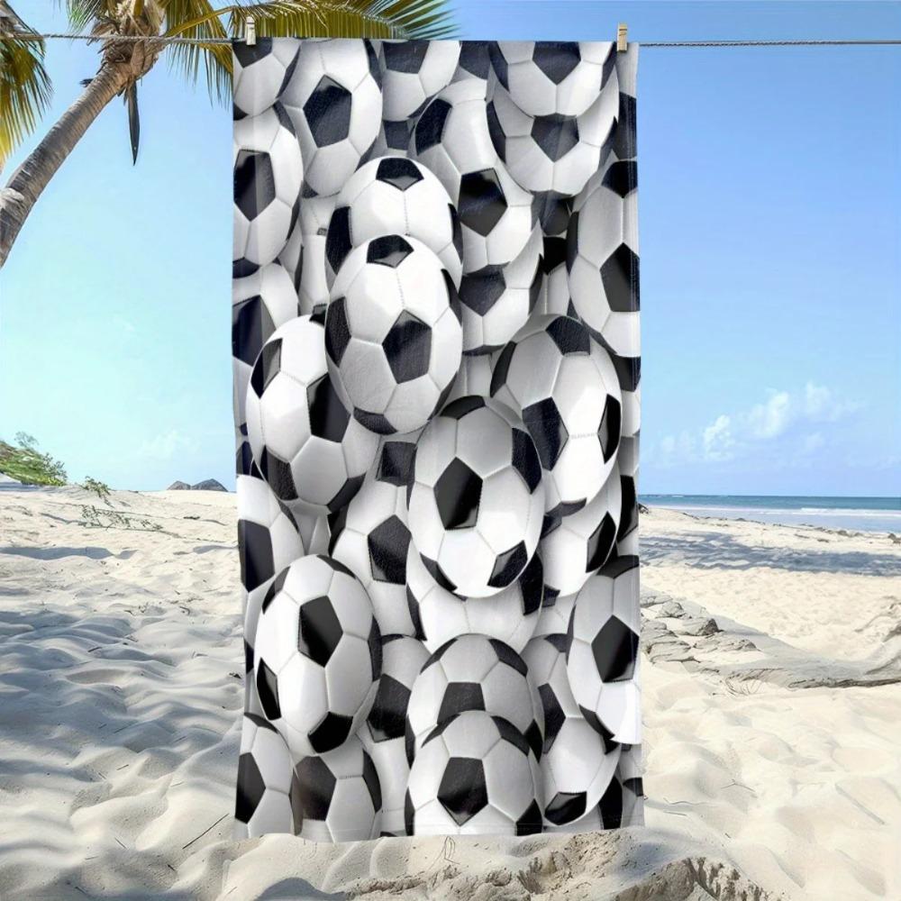 1Pc Contemporary Soccer Ball Beach Towel - Ultra-Absorbent Microfiber, Soft & Lightweight, Perfect For Beach, Parties, Camping