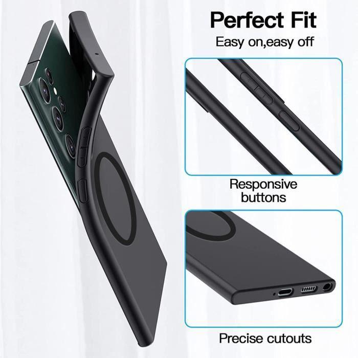 Coque pour Samsung Galaxy S23 Ultra avec Cercle Métal Mat Noir