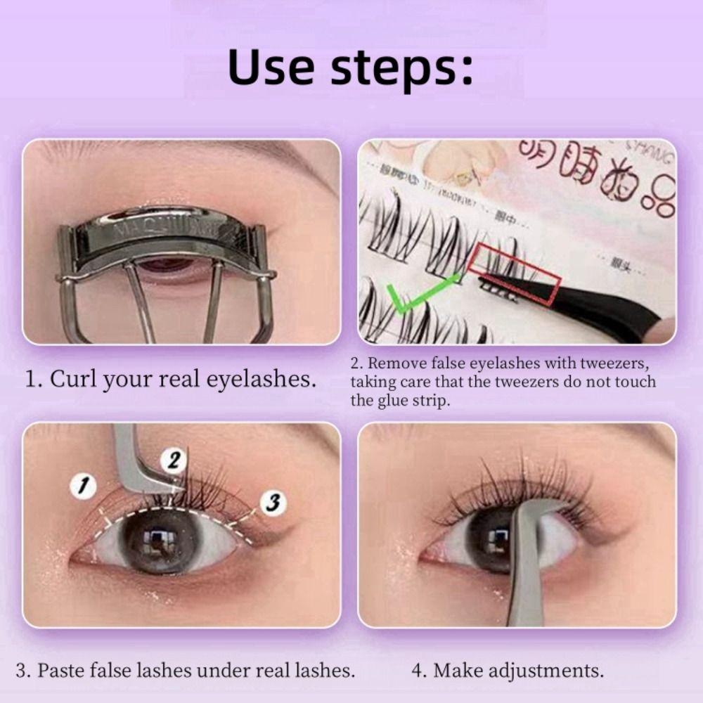 Sweet Glue Free Fake Eyelashes Curled Cluster False Lashes Individual Fake Eyelashes  Daily