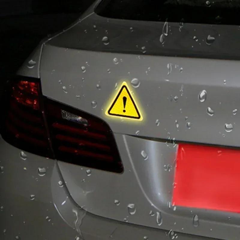 1pcs Car Reflective Stickers Automobile Motorcycle Scooter Body Decorative Triangle Warning Label Decal Accessories