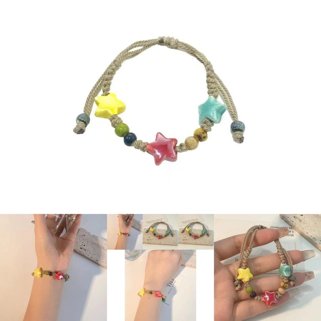 Trendy Star-shaped Ceramic Beaded Bracelet For Women In Fresh Sweet Style