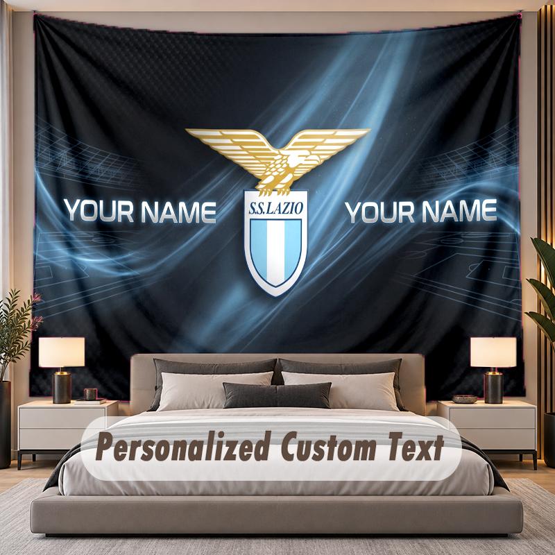 Custom Name Text Tapestry Lazio FC Personalized Polyester Wall Tapestry For Bedroom And Room