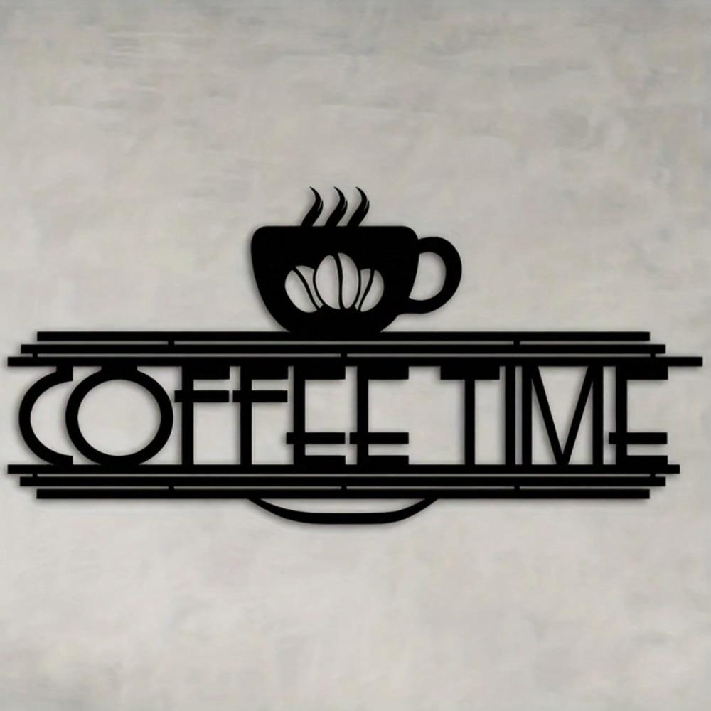 Laser Cut Iron Metal Wall Art Sign Coffee Cup Bean Design Minimalist Black Home Decor Office Cafe Kitchen Hanging Gift