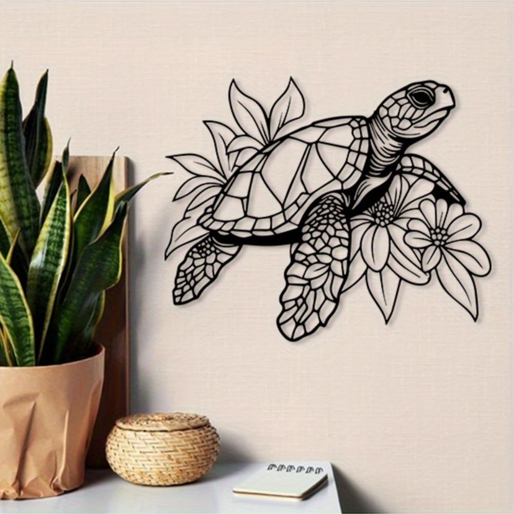 1pc Modern Marine Turtle Wall Sculpture Rust Resistant Iron Sea Turtle Art Horizontal Marine Theme Design Outdoor Home Office Easy Mount Decor
