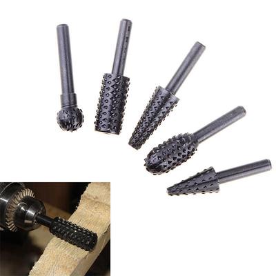 5pcs 6mm 1//4/" Black Steel Rotary Burr Set Rasp Drill Bits Shank Wood Grinding