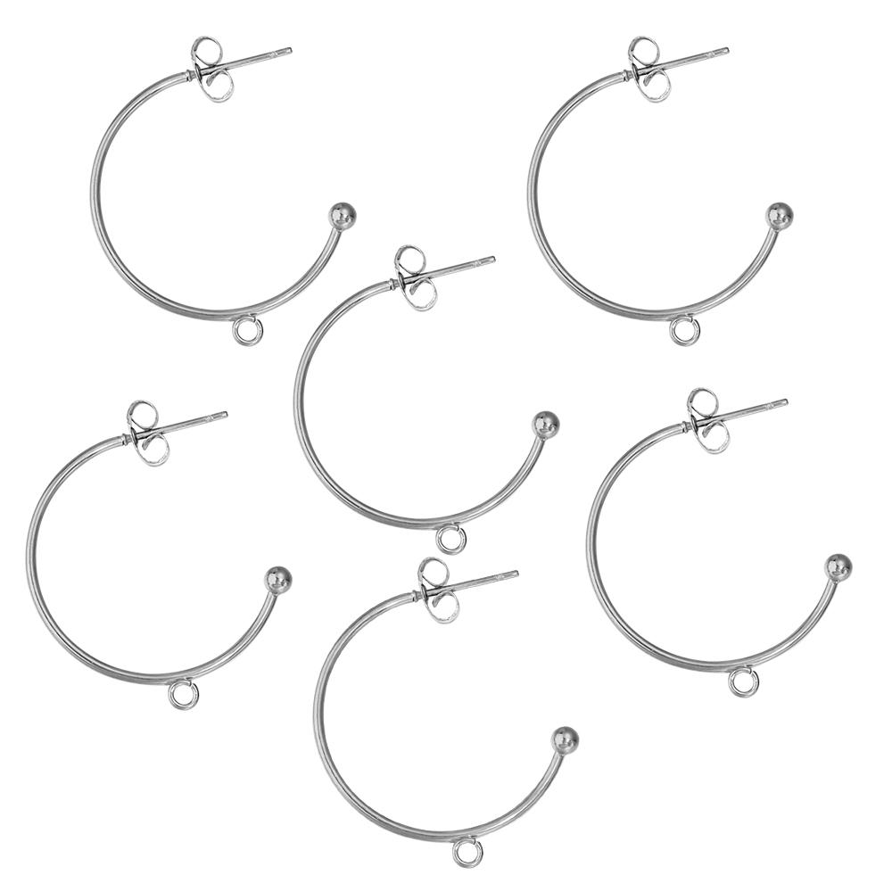 

6pcs/lot 15-25mm C-shape Stainless Steel Ear Hooks with Hoop Round Earring Ear Wire For Jewelry Making DIY Earrings Accessories 20mm