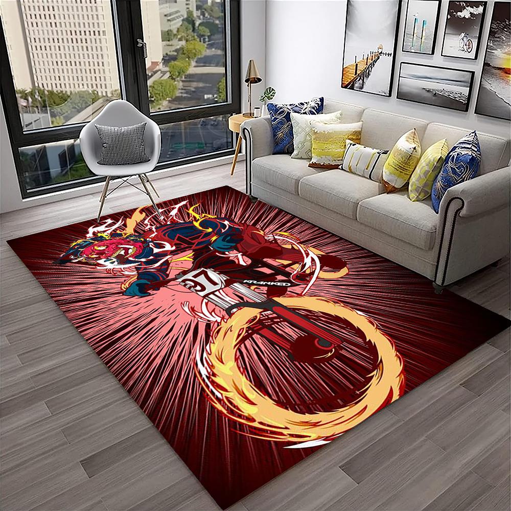 3D Retro Motorrad Vintage Teppich für Zuhause Wohnzimmer Schlafzimmer Spielzimmer Sofa Fußmatte Dekor, Kinderteppich Rutschfeste Bodenmatte